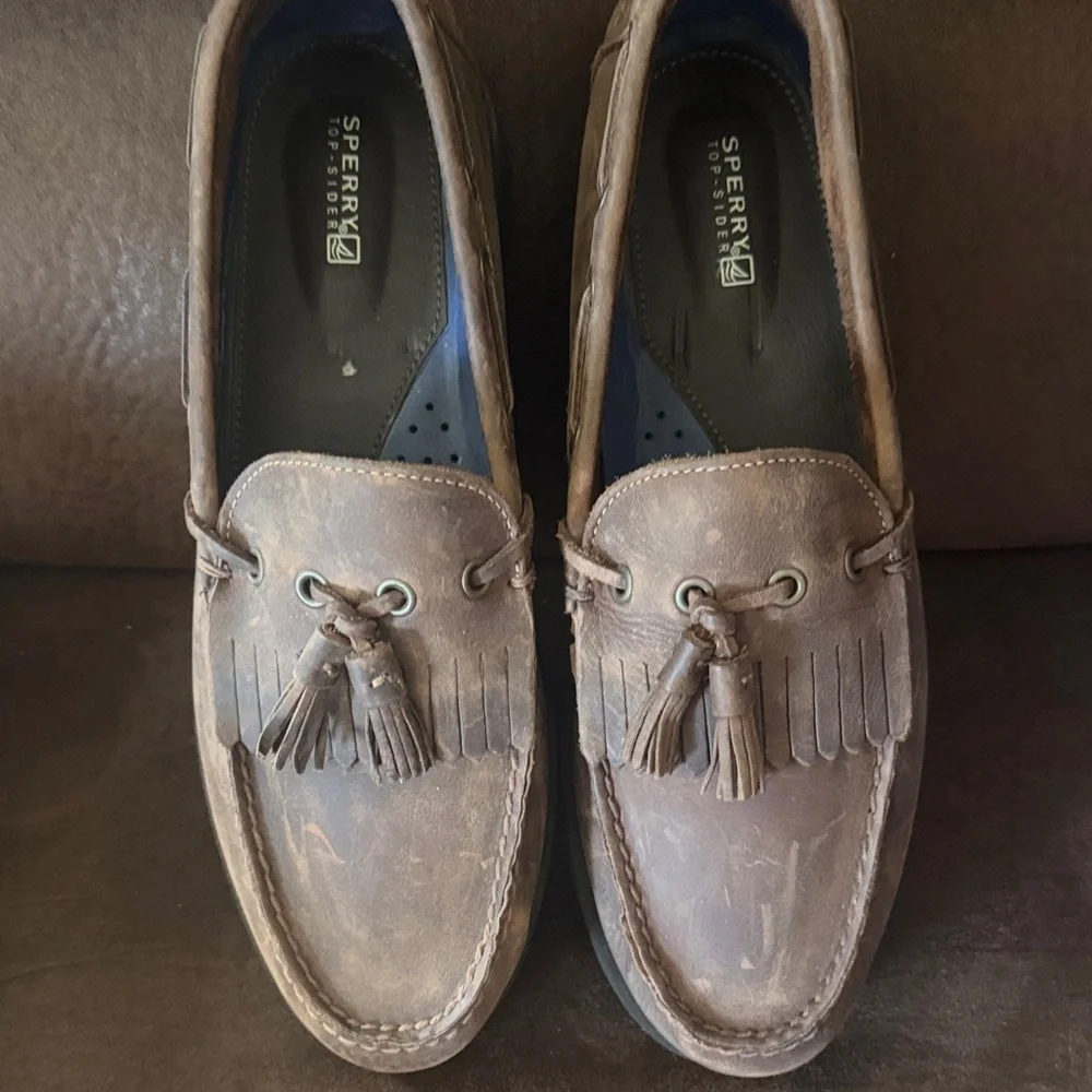 Sperry Top Sider slip on loafers tassel SZ 10.5M Brown QQ